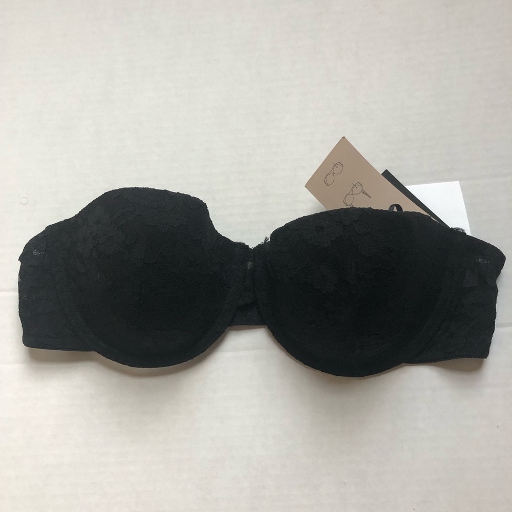 H&M strapless lace black bra 36B